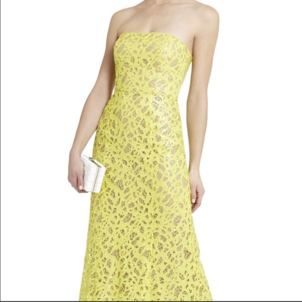 Neon Yellow and Gold BCBG Evening Gown